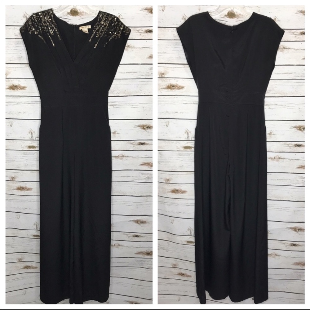 💋Arden B Black Sequin Detail Wide Leg Romper Size S